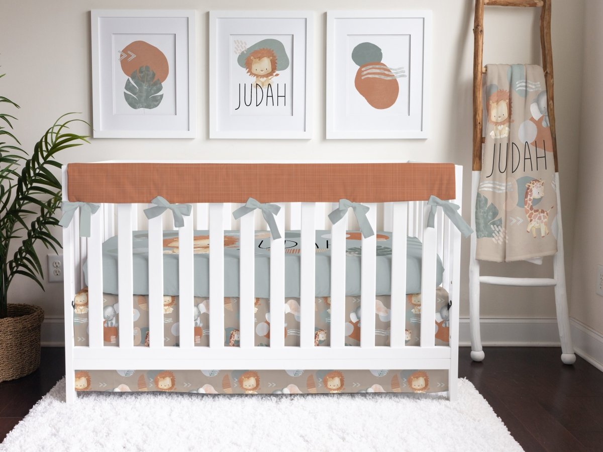 Modern Lion Rust Crib Rail Guards - gender_boy, Modern Lion, Theme_Jungle