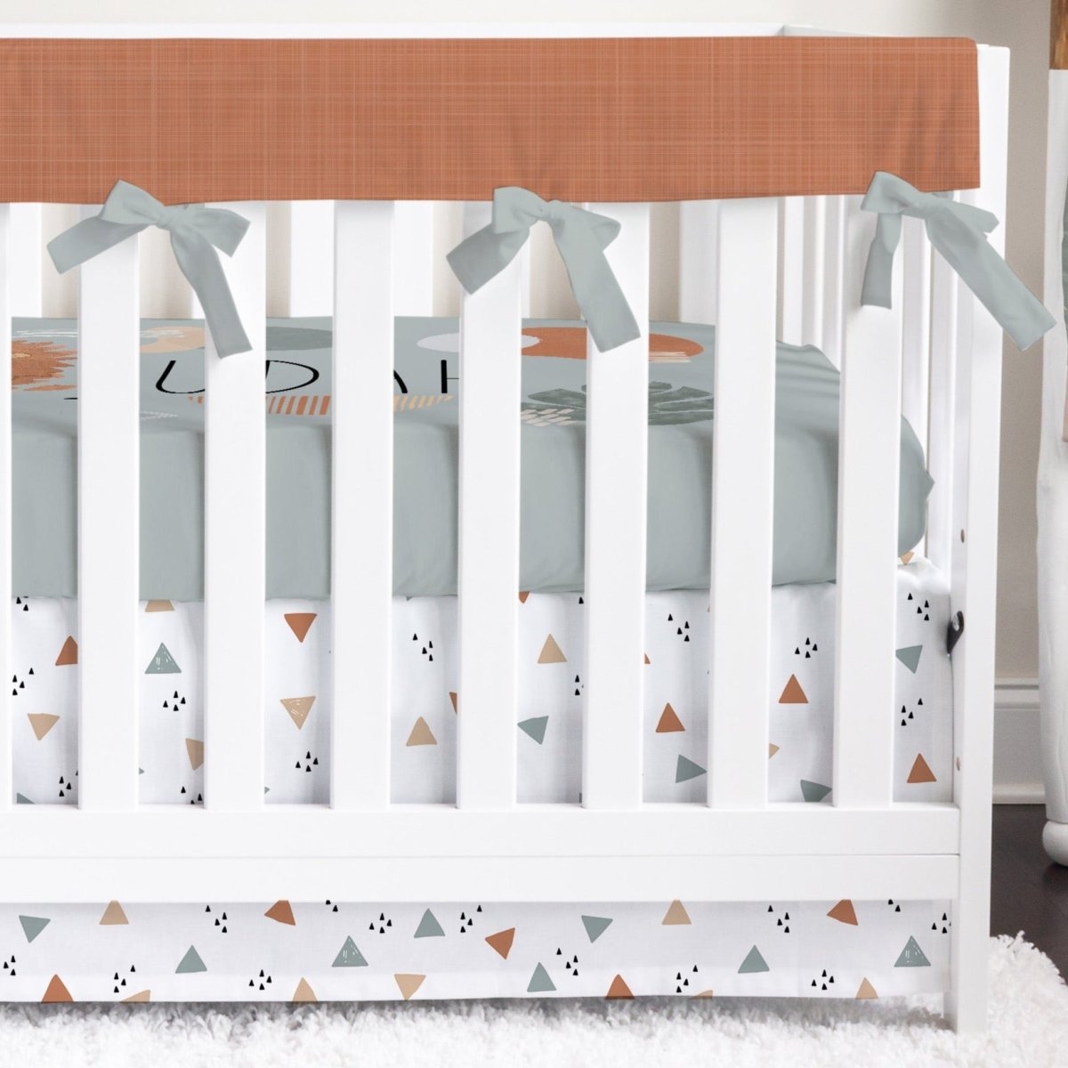 Modern Lion Rust Personalized Crib Bedding - gender_boy, Modern Lion, text