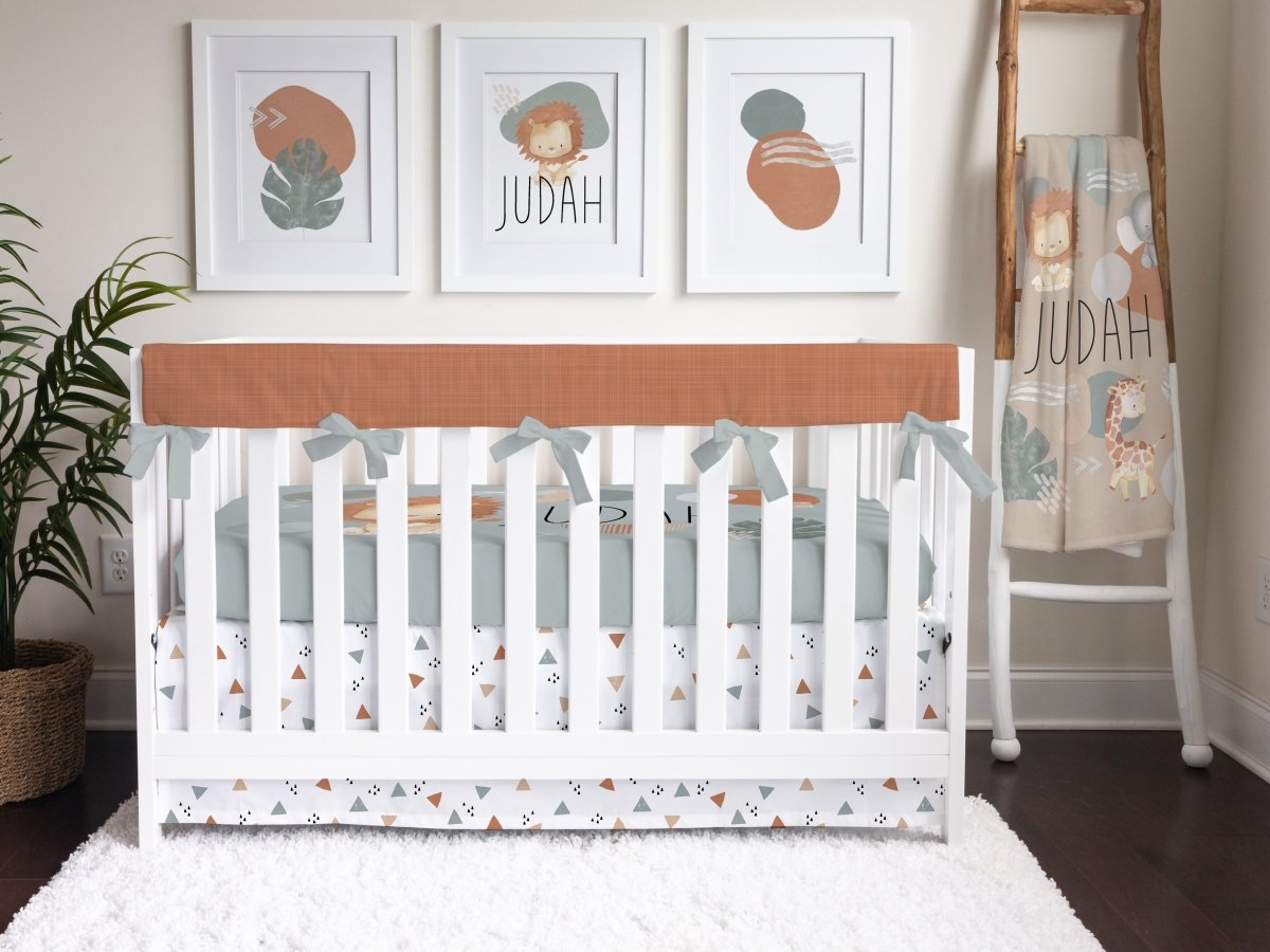 Modern Lion Rust Personalized Crib Bedding - gender_boy, Modern Lion, text