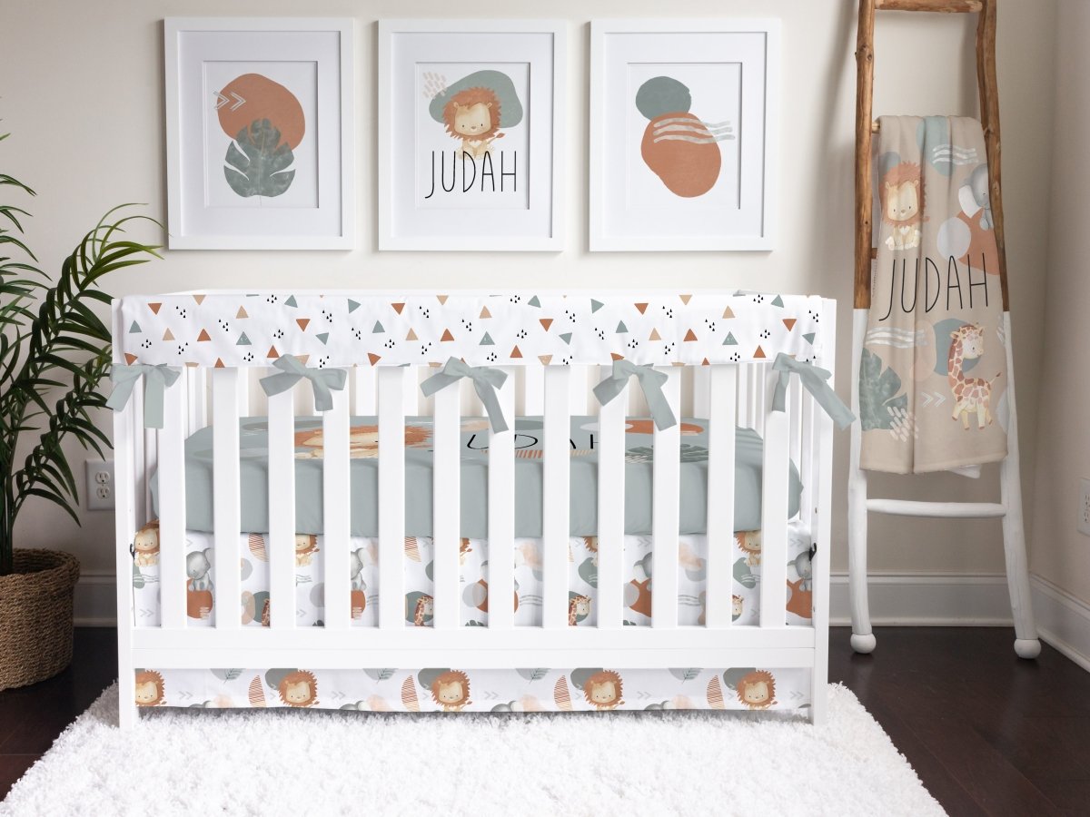 Modern Lion Triangles Crib Rail Guards - gender_boy, Modern Lion, Theme_Jungle