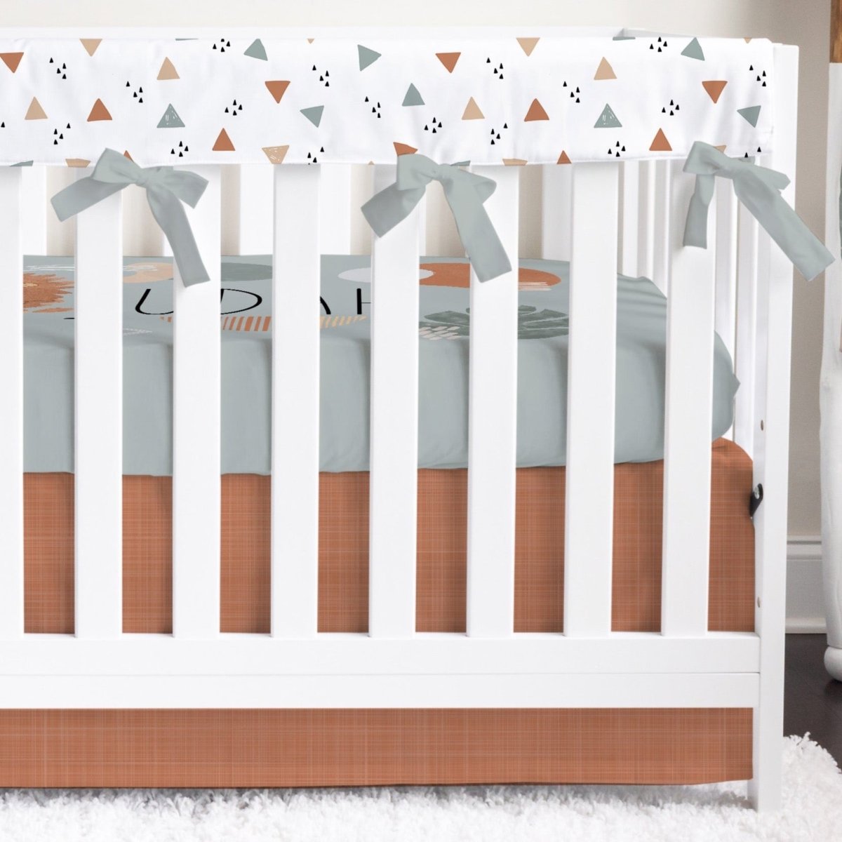 Modern Lion Triangles Personalized Crib Bedding - gender_boy, Modern Lion, text