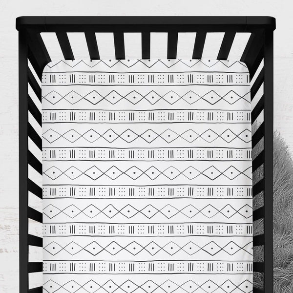 Modern Mudcloth Crib Sheet - gender_boy, Theme_Boho, Theme_Jungle