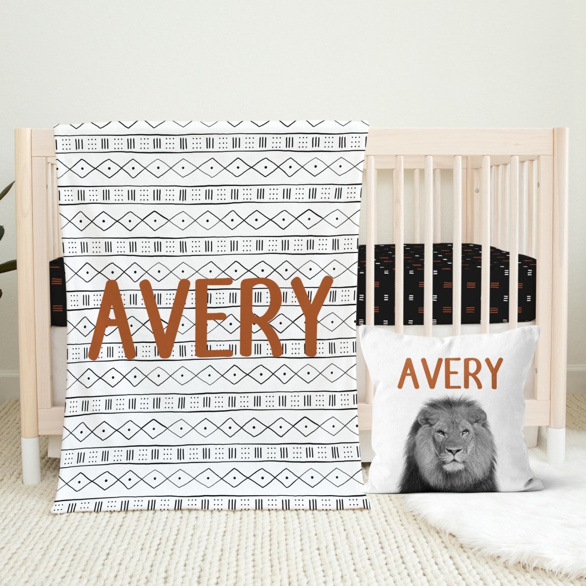Modern Mudcloth Hashes Crib Sheet - gender_boy, Theme_Boho, Theme_Jungle