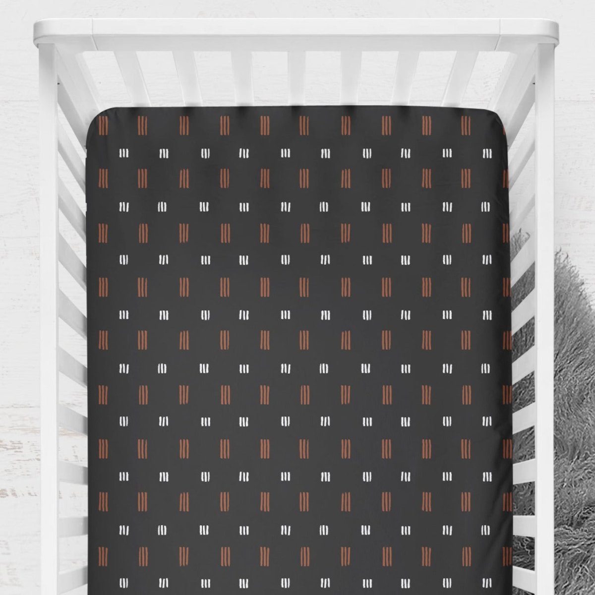 Modern Mudcloth Hashes Crib Sheet - gender_boy, Theme_Boho, Theme_Jungle