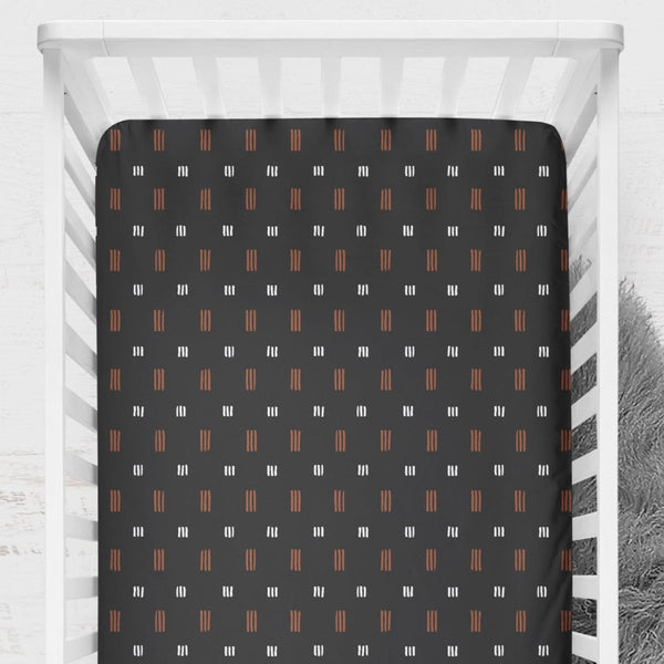 Modern Mudcloth Hashes Crib Sheet - gender_boy, Theme_Boho, Theme_Jungle