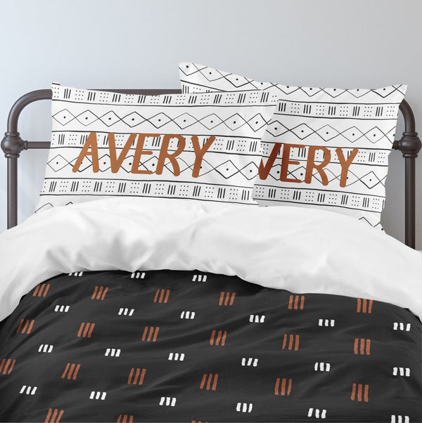 Modern Mudcloth Personalized Kids Bedding Set (Comforter or Duvet Cover)