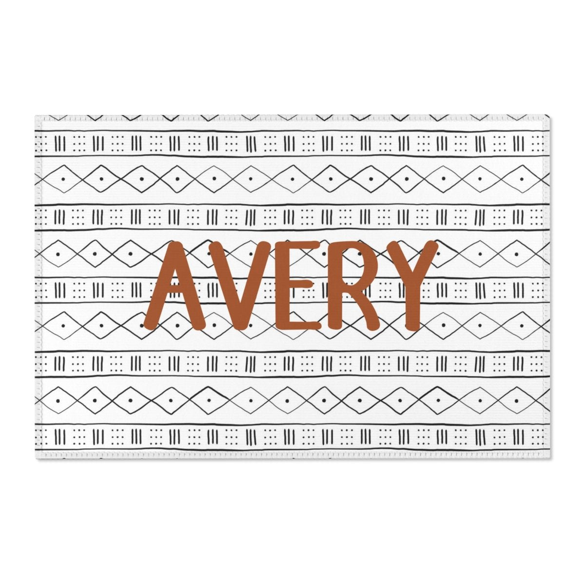 Modern Mudcloth Personalized Nursery Rug - gender_boy, Modern Mudcloth, text