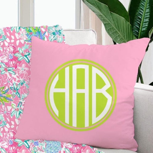 Monogrammed Preppy Nursery Pillow - gender_girl, Preppy Summer, text