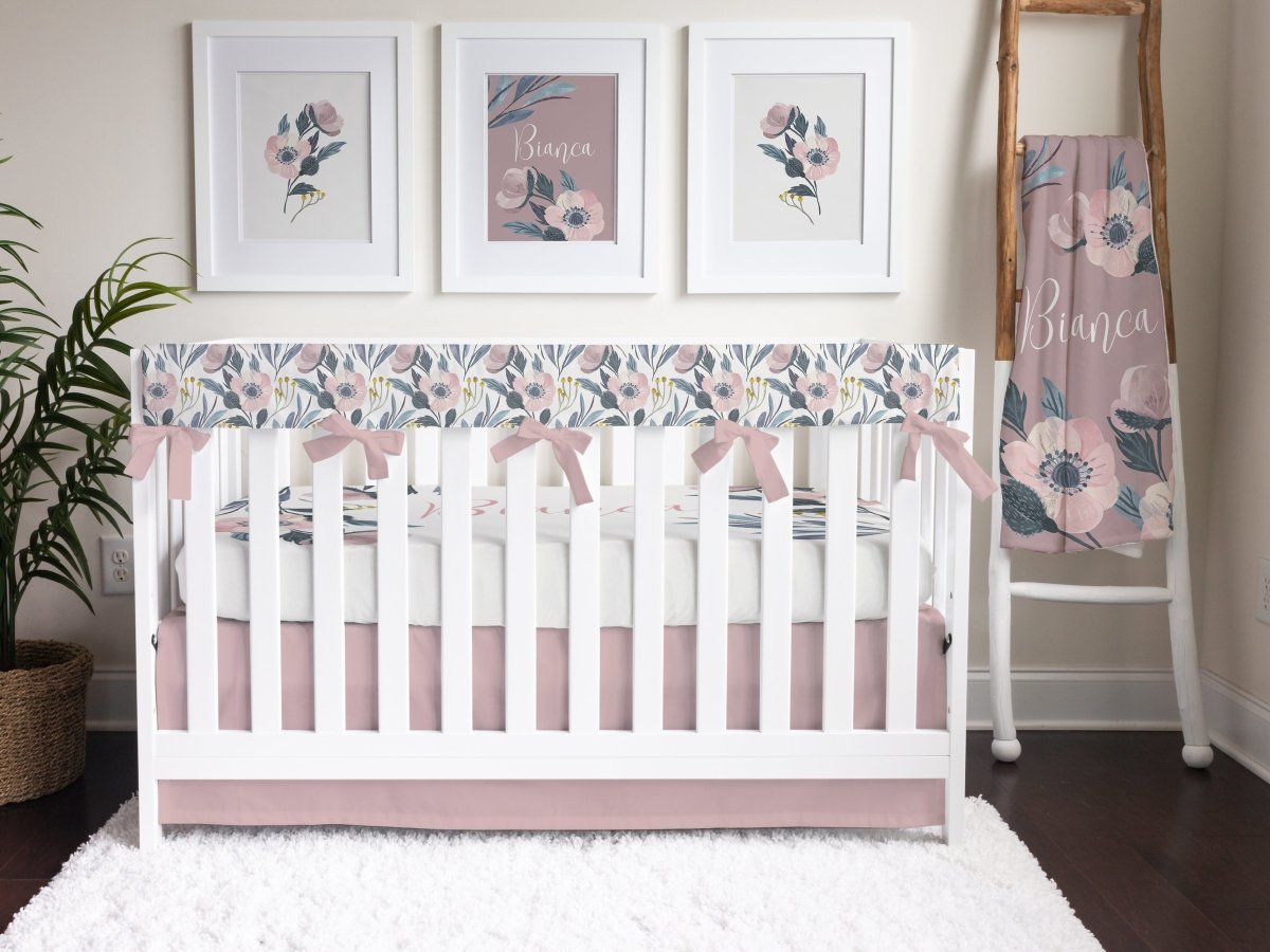 Moody Floral Crib Rail Guards - gender_girl, Moody Floral, Theme_Floral