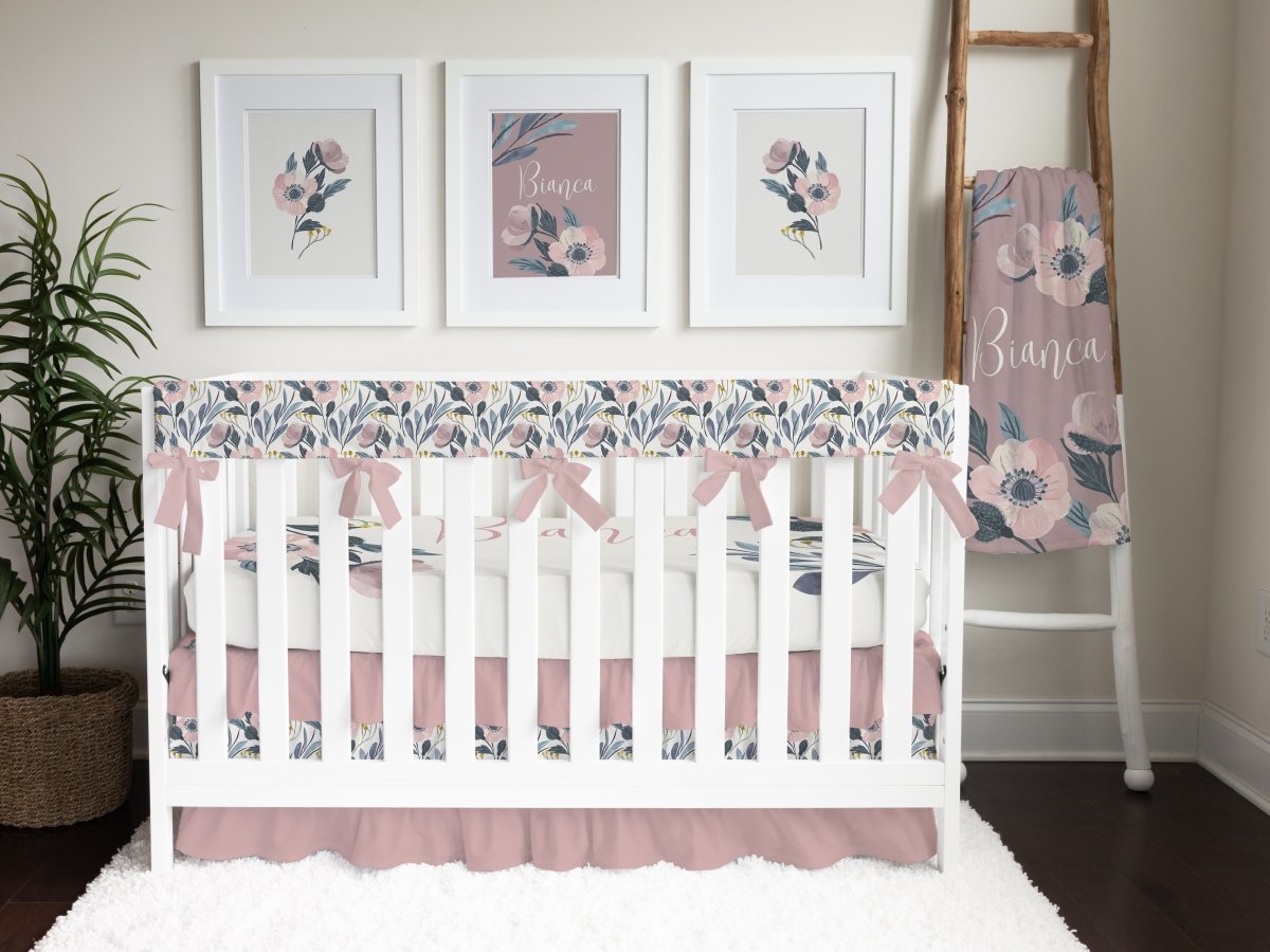 Moody Floral Crib Rail Guards - gender_girl, Moody Floral, Theme_Floral