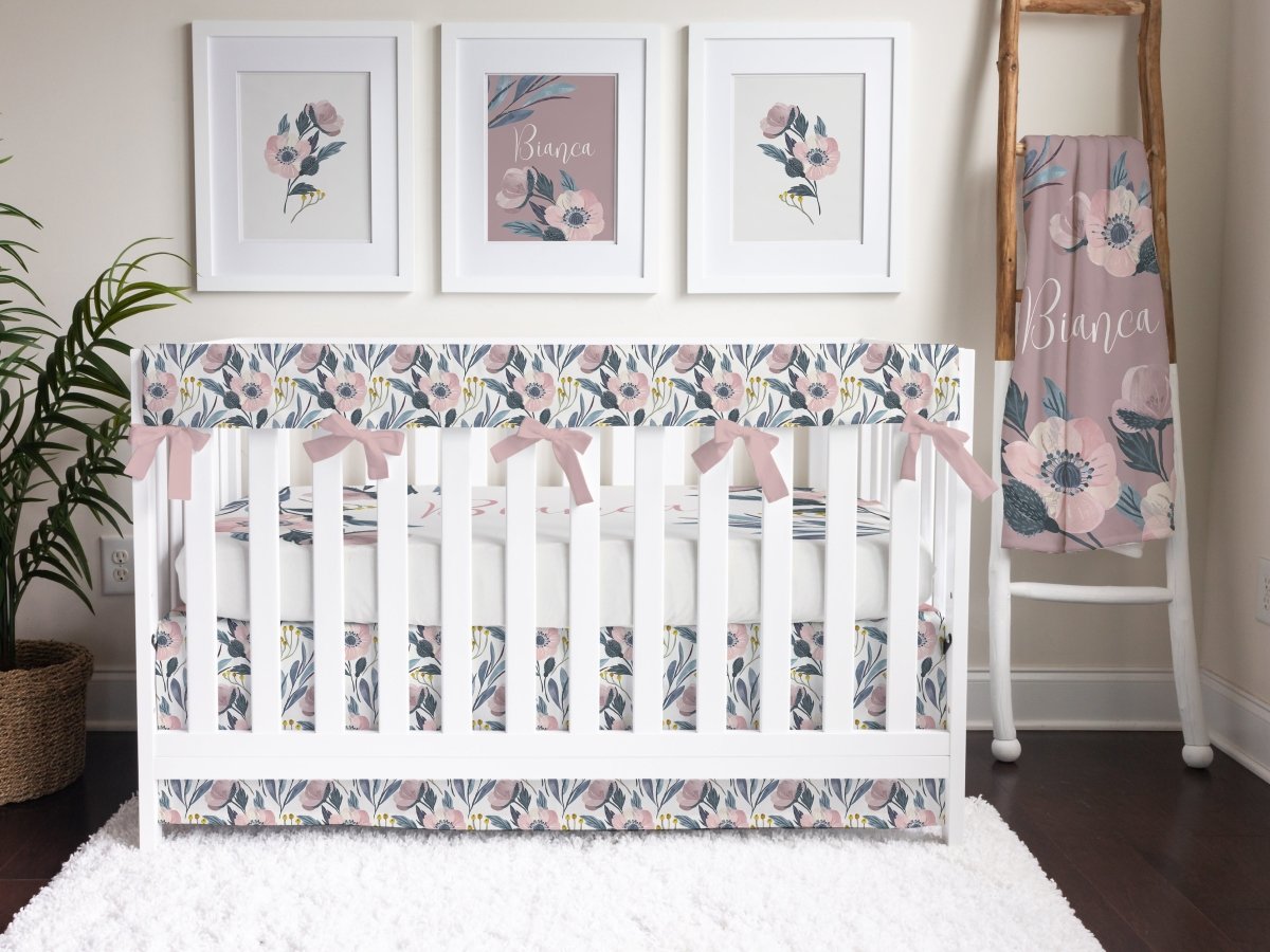 Moody Floral Crib Rail Guards - gender_girl, Moody Floral, Theme_Floral