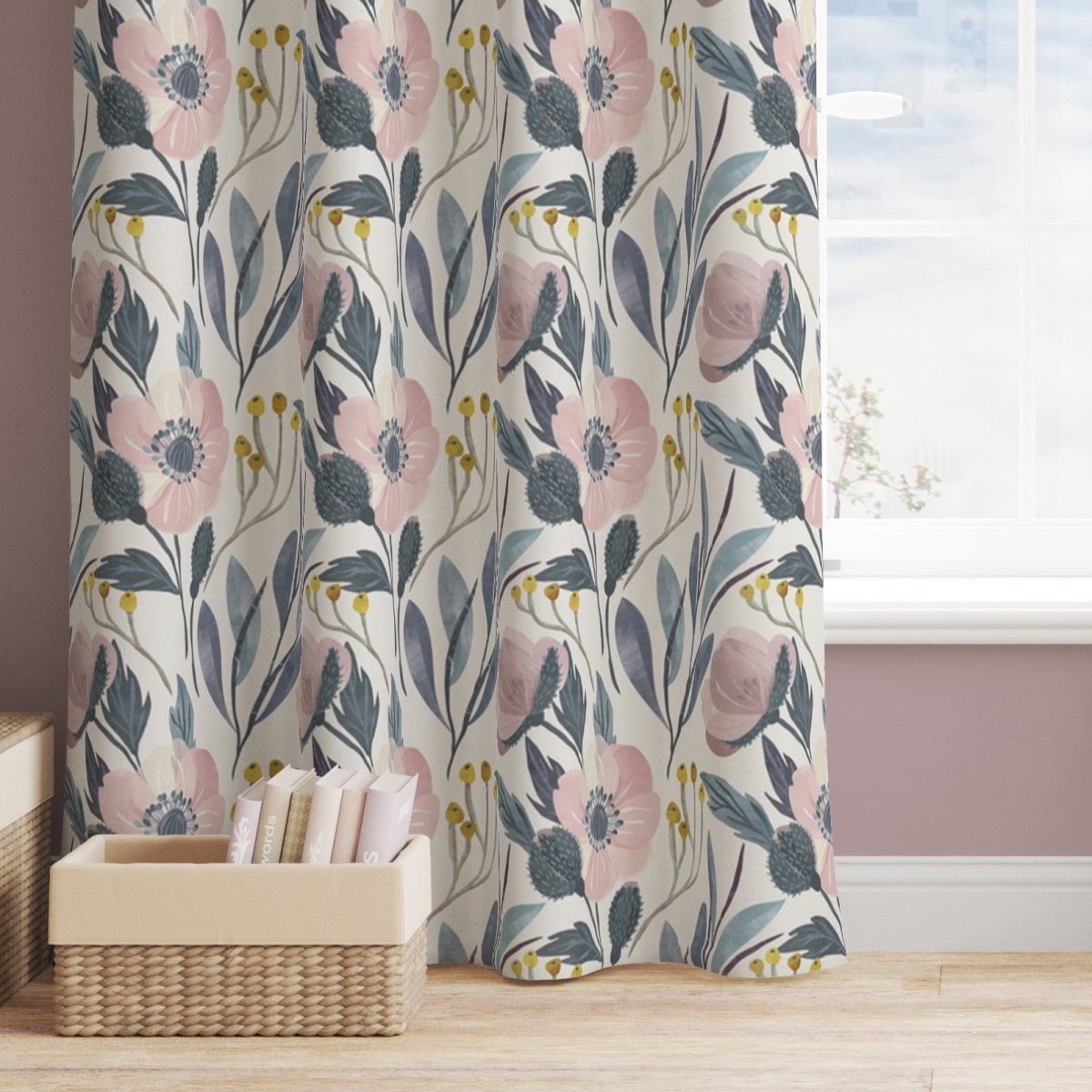 Moody Floral Curtain Panel - gender_girl, Moody Floral, Theme_Floral