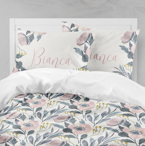 Moody Floral Personalized Big Kid Bedding Set - gender_girl, Moody Floral, text