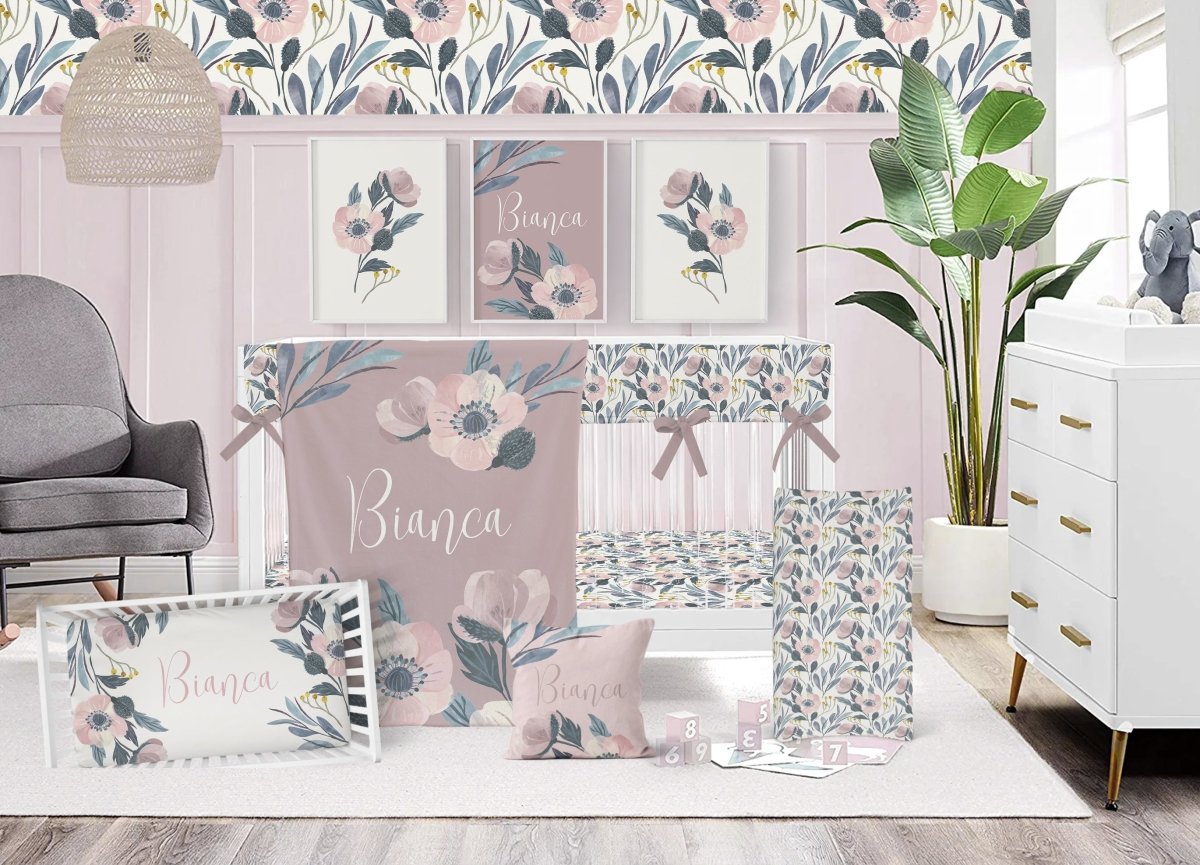 Moody Floral Personalized Nursery Art - gender_girl, Moody Floral, text
