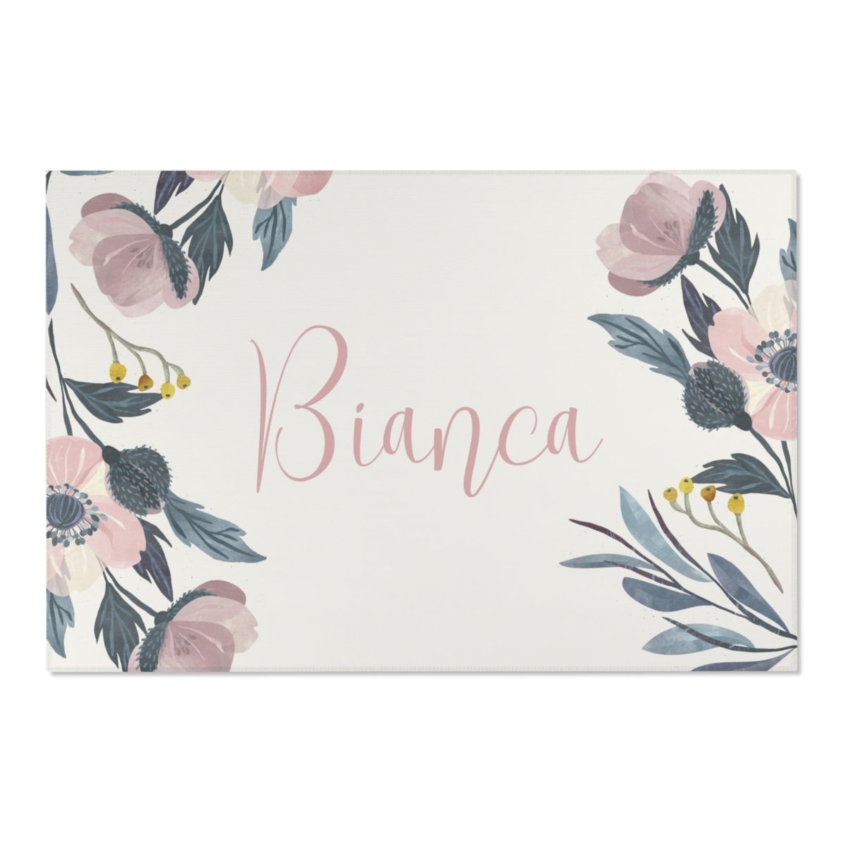 Moody Floral Personalized Nursery Rug - gender_girl, Moody Floral, text