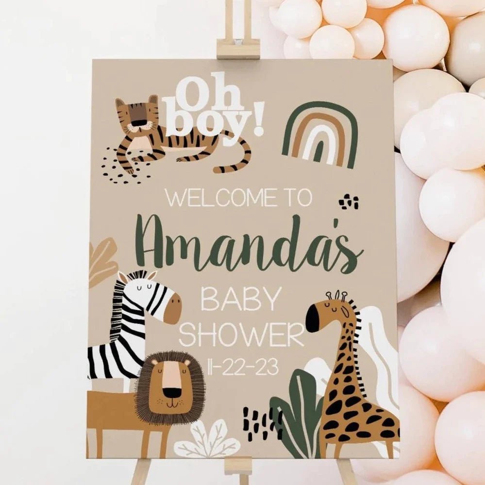 Mountain Adventure Baby Shower Welcome Sign - gender_boy, Mod Safari, text