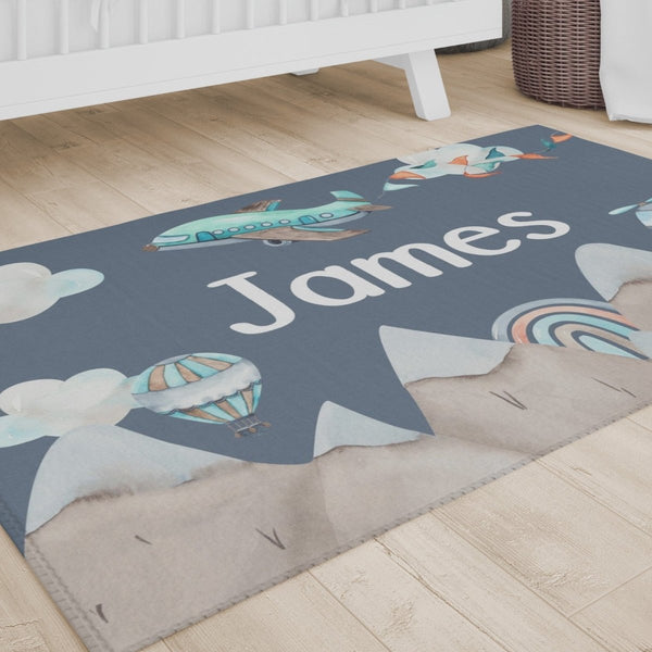 Mountain Adventure Personalized Nursery Rug - gender_boy, Mountain Adventure, text