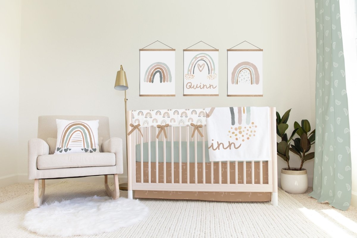 Muted Mint Rainbows Curtain Panel - gender_boy, gender_girl, gender_neutral