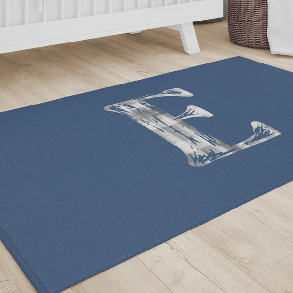 Navy Plaid Personalized Nursery Rug - gender_boy, text, Vintage Truck