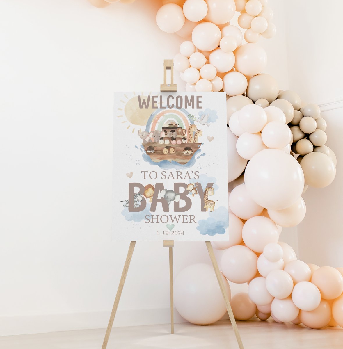 Noah's Ark Baby Shower Welcome Sign - gender_boy, Noah's Ark, text