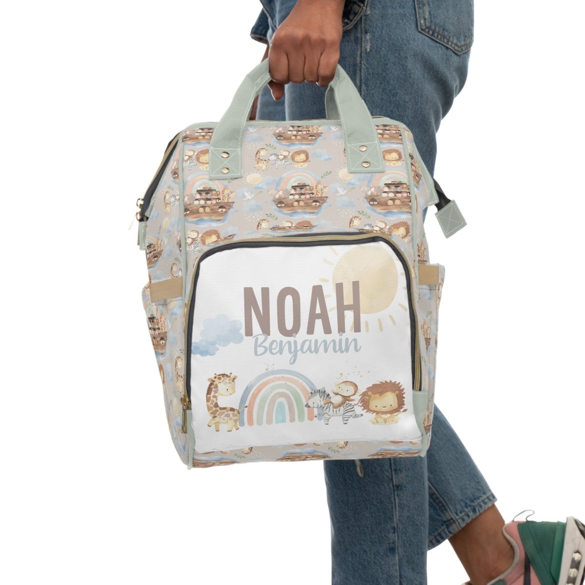 Noah's Ark Personalized Backpack Diaper Bag - gender_boy, Noah's Ark, text