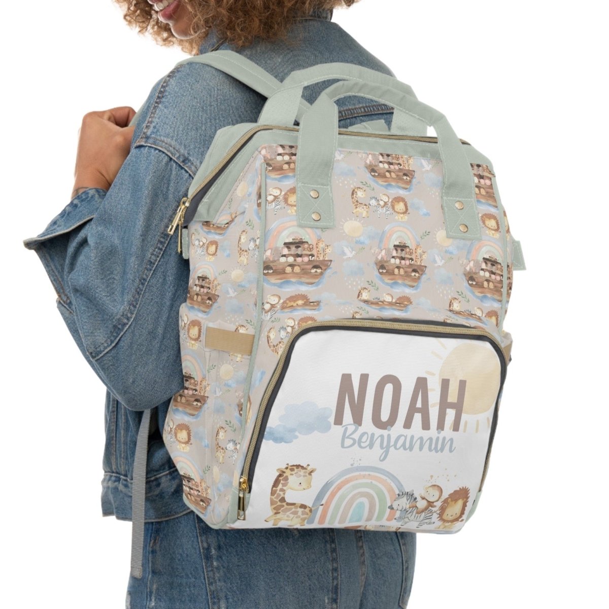 Noah's Ark Personalized Backpack Diaper Bag - gender_boy, Noah's Ark, text