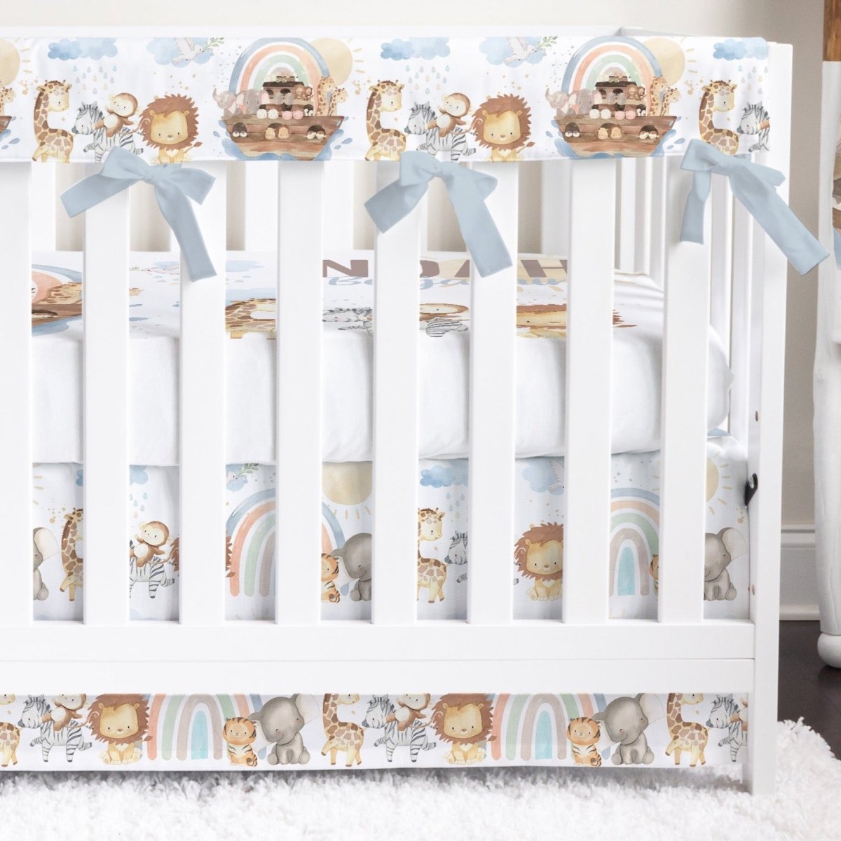 Noah's Ark Personalized Crib Bedding - gender_boy, Noah's Ark, text