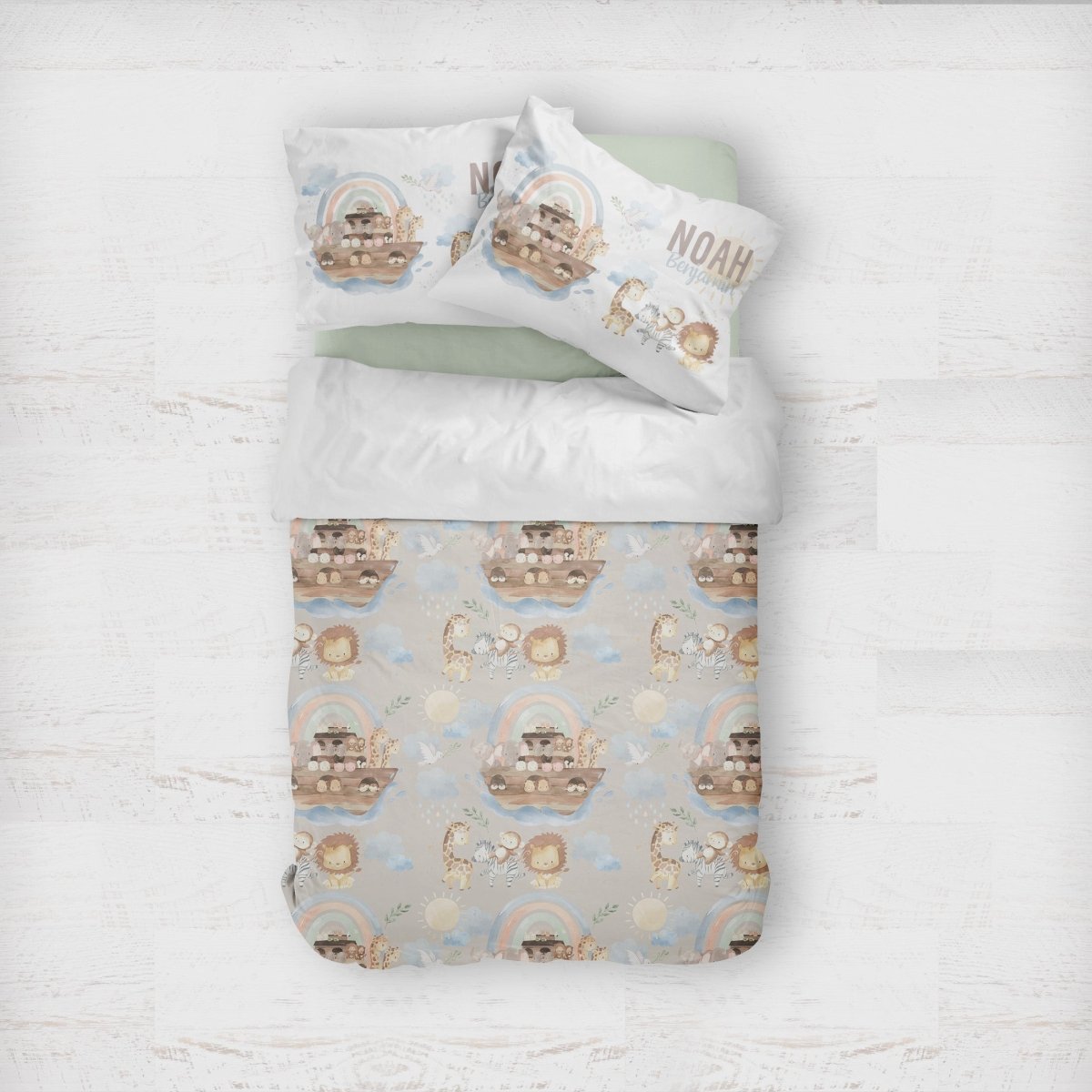 Noah's Ark Personalized Kids Bedding Set (Comforter or Duvet Cover) - gender_boy, Noah's Ark, text