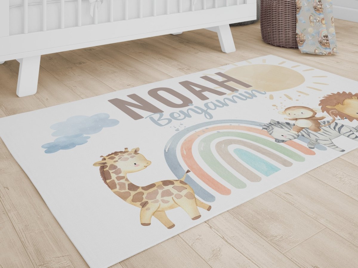 Noah's Ark Personalized Nursery Rug - gender_boy, Noah's Ark, text