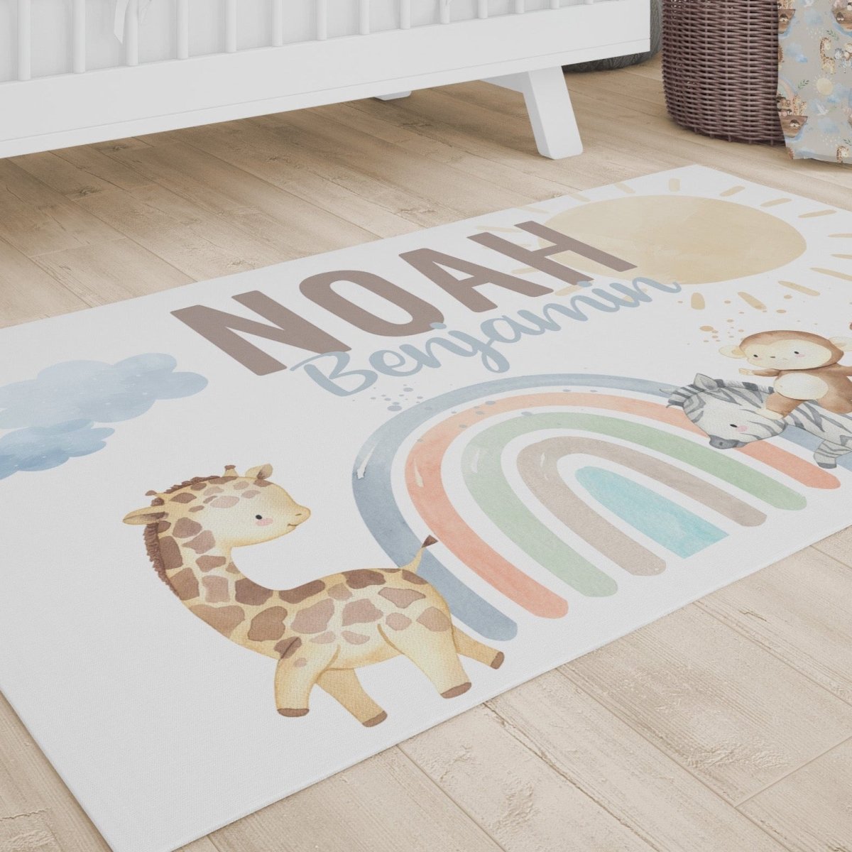 Noah's Ark Personalized Nursery Rug - gender_boy, Noah's Ark, text