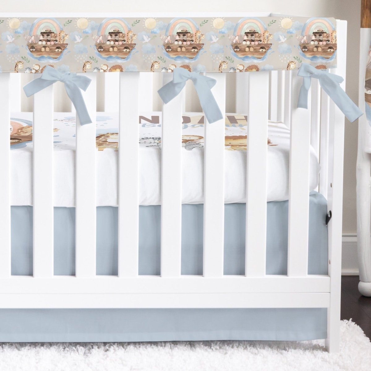 Noah's Ark Solid Blue Personalized Crib Bedding - gender_boy, Noah's Ark, text