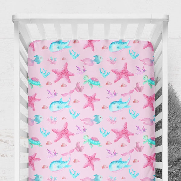 Ocean Girl Crib Sheet - gender_girl, Theme_Ocean,