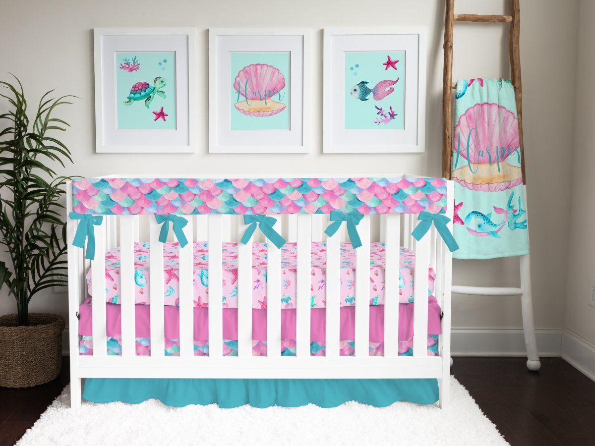 Ocean Girl Ruffled Crib Bedding - gender_girl, Ocean Girl, text