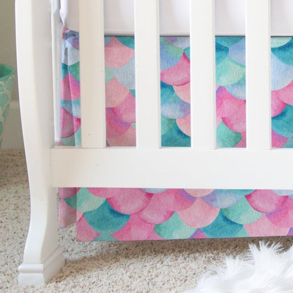 Ocean Girl Scales Crib Skirt - gender_girl, Ocean Girl, Theme_Ocean