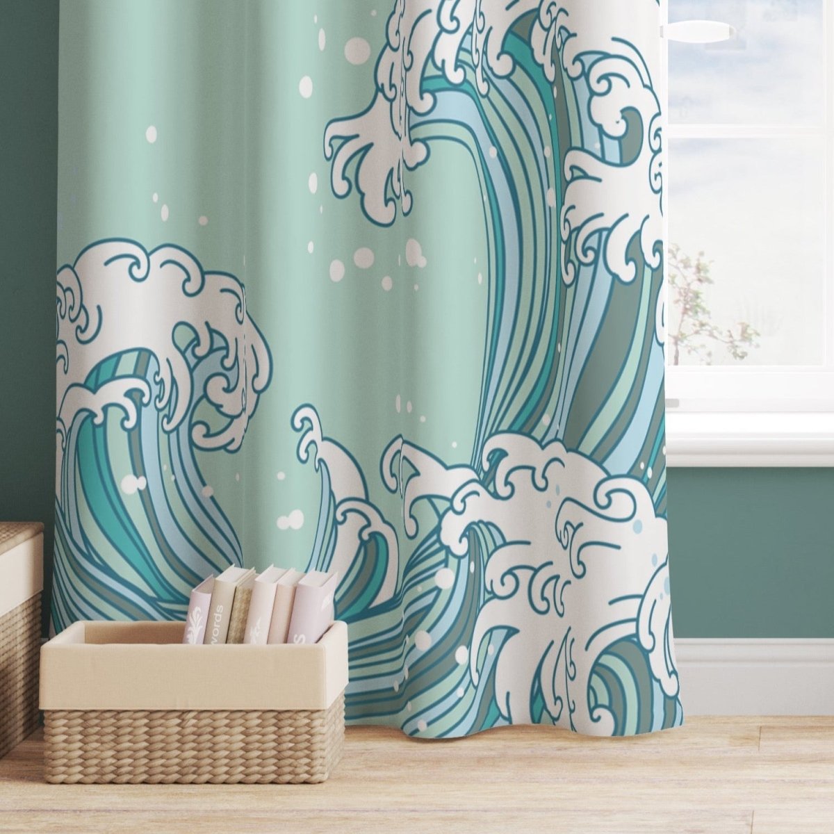 Ocean Tidal Waves Curtain Panel - gender_boy, gender_neutral, Ocean Waves