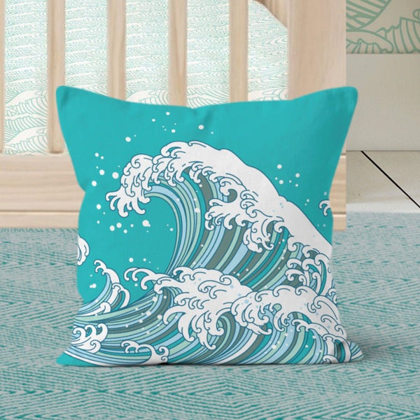 Ocean Tidal Waves Nursery Pillow - gender_boy, gender_neutral, Ocean Waves