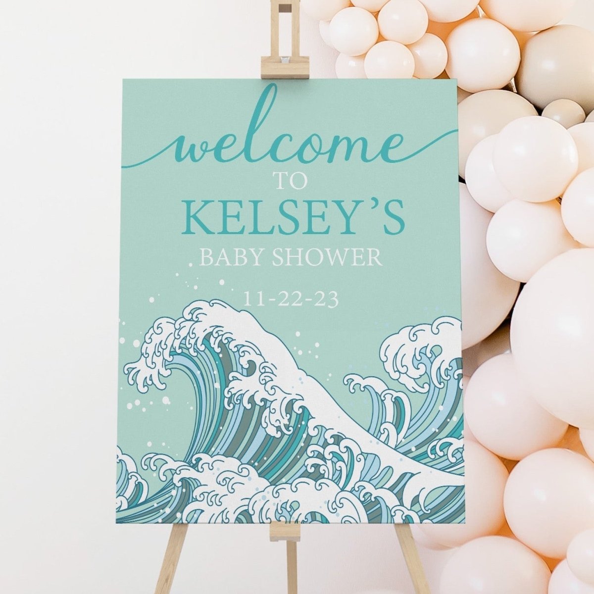 Ocean Waves Baby Shower Welcome Sign - gender_boy, Ocean Waves, text