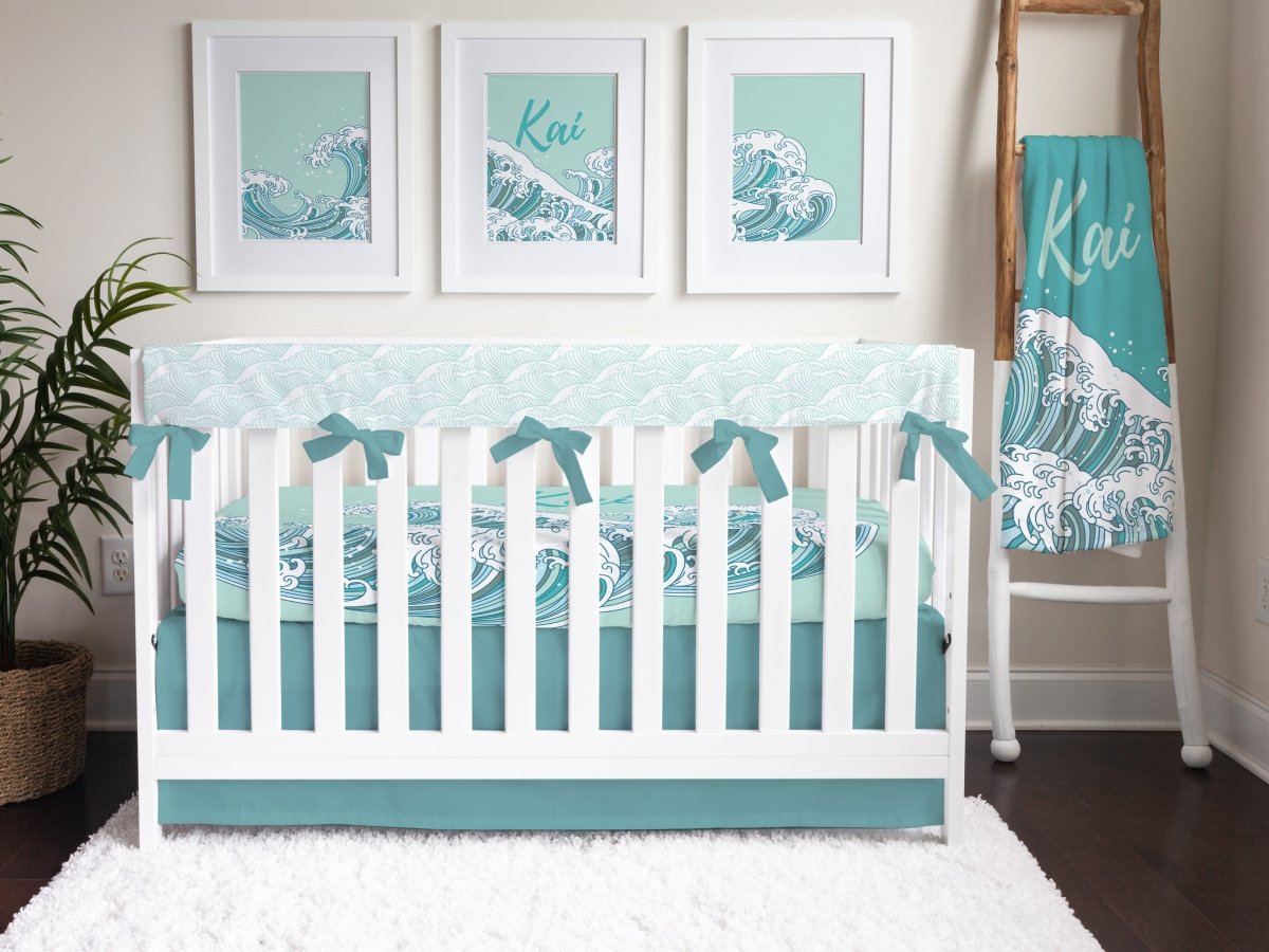 Ocean Waves Crib Rail Guards - Boho Surfer, gender_boy, gender_neutral