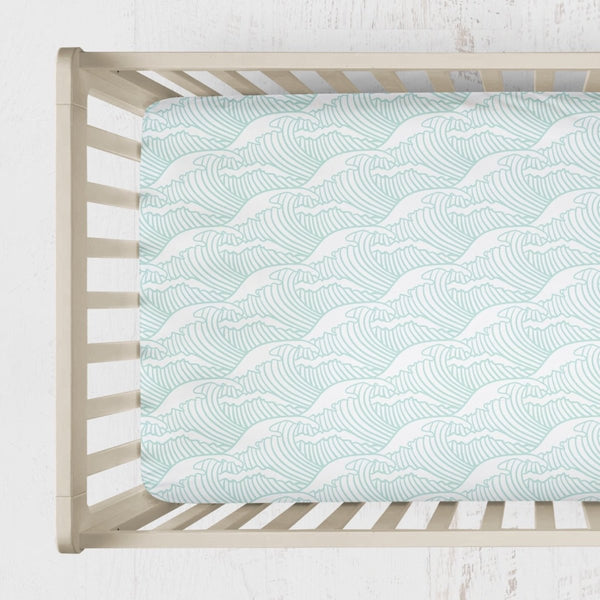 Ocean Waves Crib Sheet - gender_boy, gender_neutral, Theme_Boho