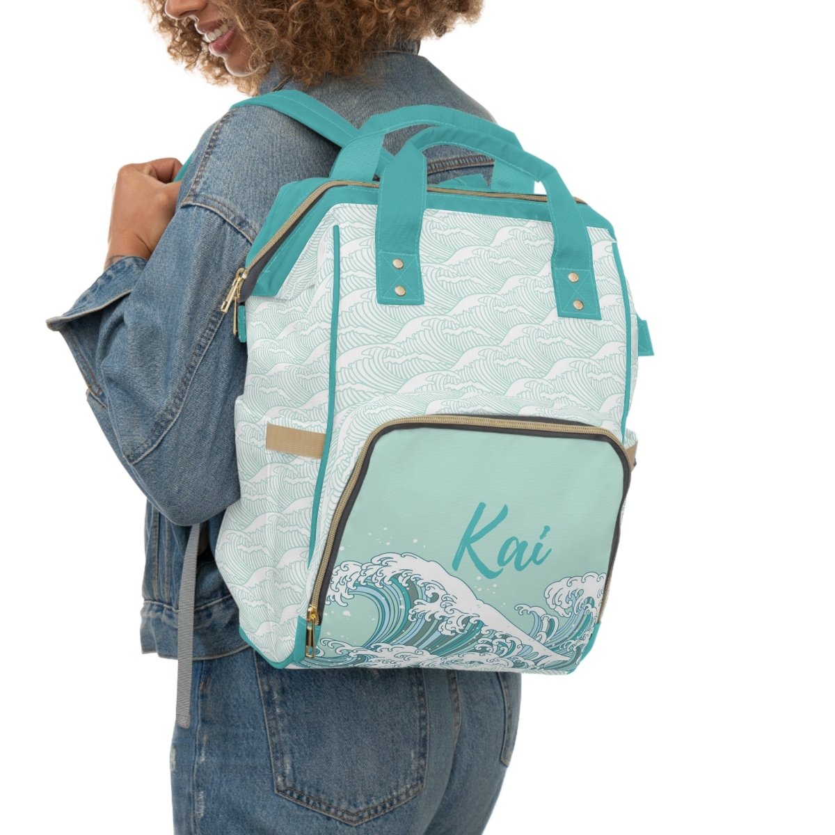 Ocean Waves Personalized Backpack Diaper Bag - gender_boy, gender_neutral, Ocean Waves
