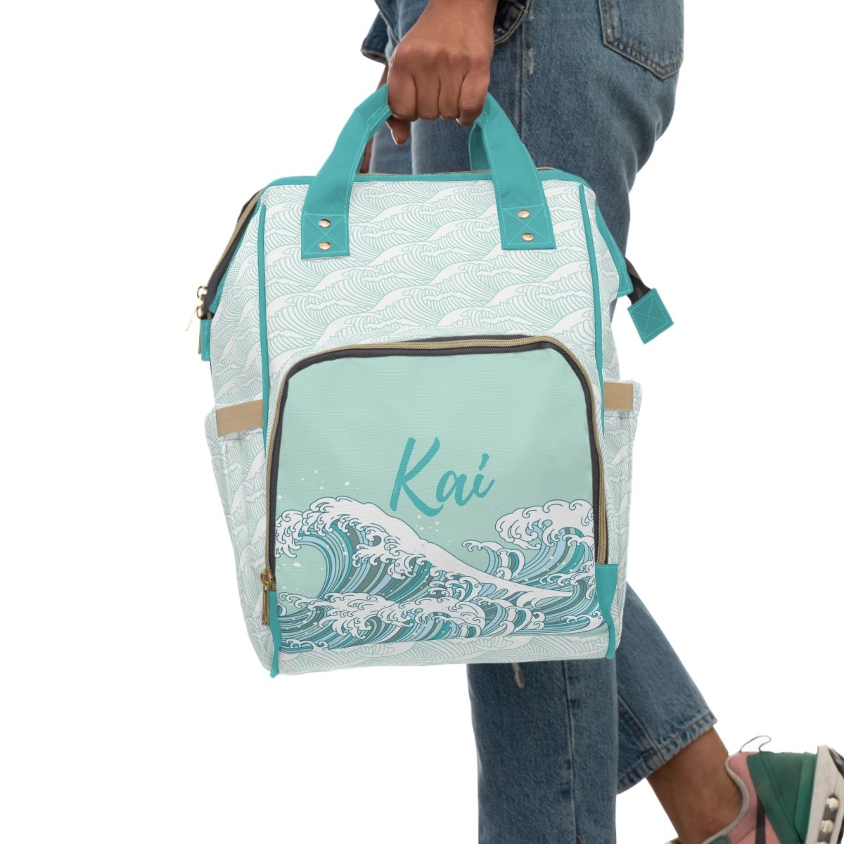 Ocean Waves Personalized Backpack Diaper Bag - gender_boy, gender_neutral, Ocean Waves