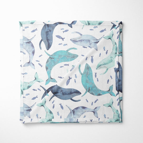 Oh Whale! Muslin Blanket - gender_boy, gender_neutral, Oh Whale!