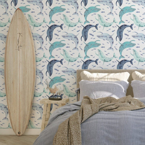 Oh Whale! Peel & Stick Wallpaper - Wallpaper