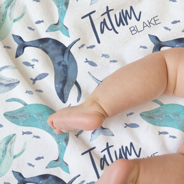 Oh Whale! Personalized Baby Blanket - Minky Blanket