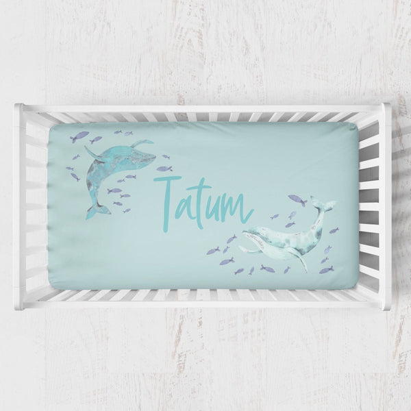 Oh Whale! Personalized Crib Sheet - gender_boy, gender_neutral, Personalized_Yes