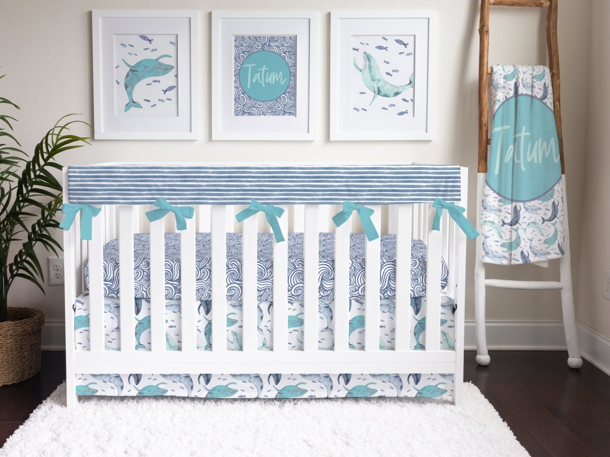 Oh Whale! Striped Crib Rail Guards - gender_boy, gender_neutral, Oh Whale!