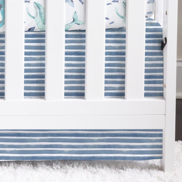 Oh Whale! Striped Crib Skirt - gender_boy, gender_neutral, Oh Whale!
