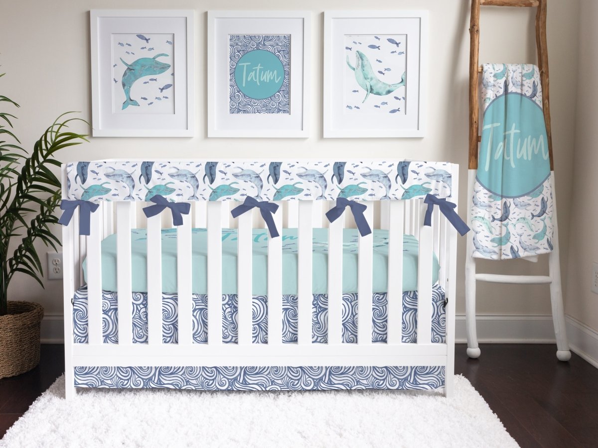 Oh Whale! Wave Crib Bedding - gender_boy, gender_neutral, Oh Whale!