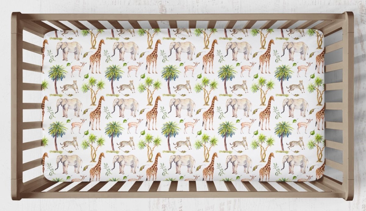 On Safari Crib Sheet - gender_boy, gender_neutral, Theme_Jungle