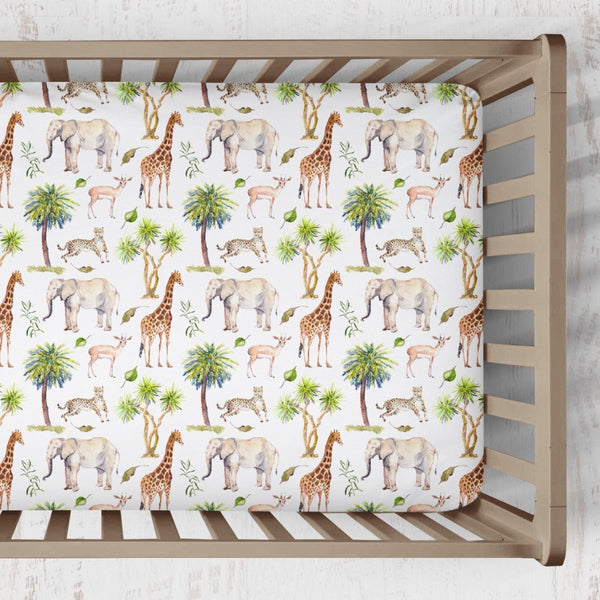 On Safari Crib Sheet - gender_boy, gender_neutral, Theme_Jungle